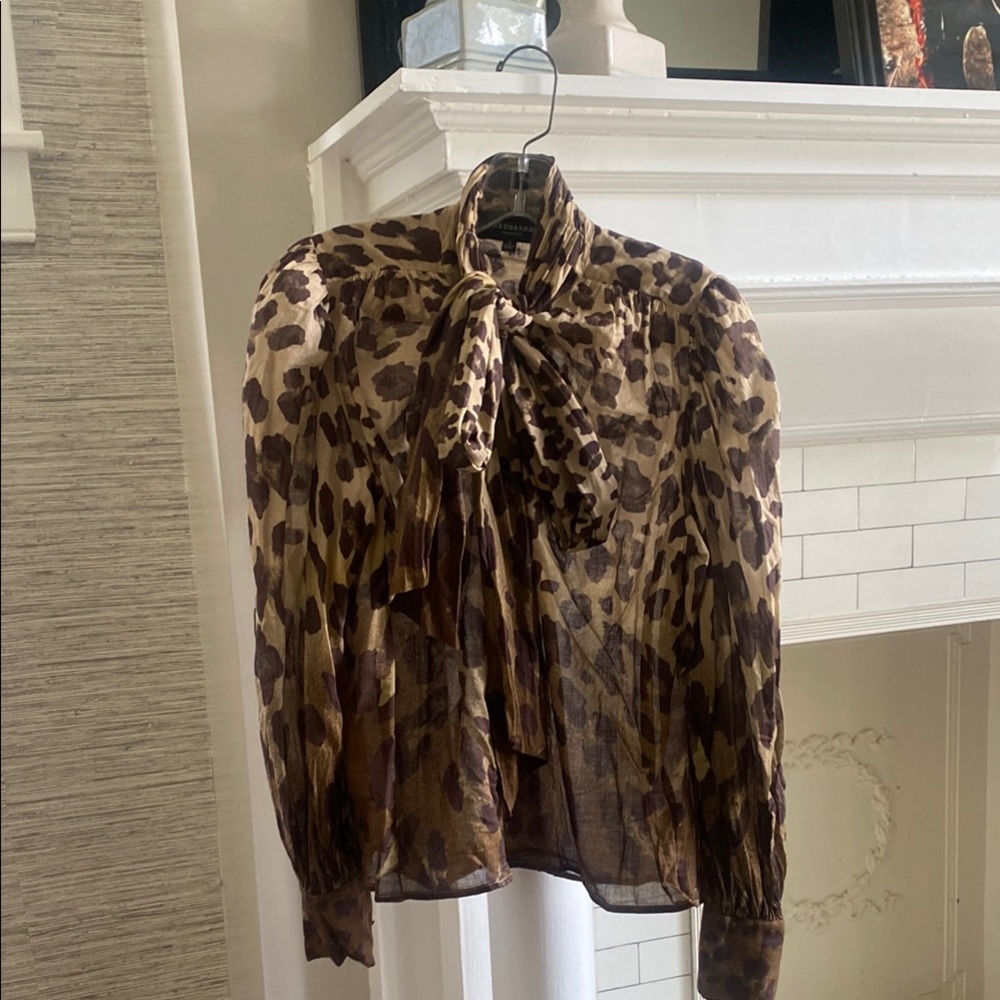 Leopard Print Sheer Blouse